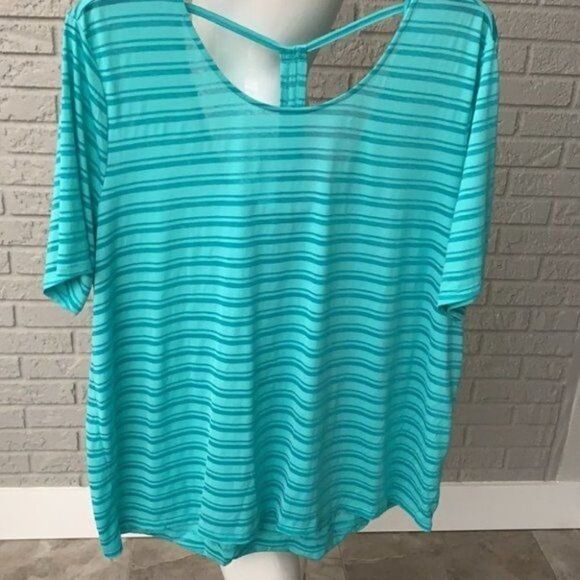 Brisas 2X Activewear Tops Womens 2X Stripes Short Sleeves - Picture 3 of 7